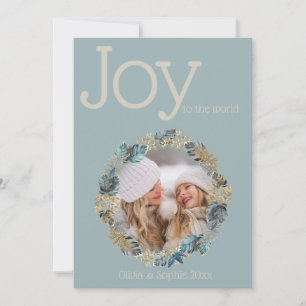 Carte Tour Tropical Christmas Blue Foliage Cadre photo