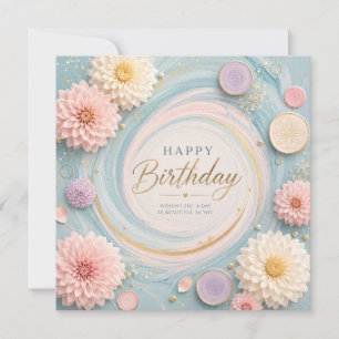 Carte Tourbillon d'anniversaire au Dahlia Pastel