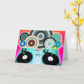 Carte Tourne-disque DJ avec Vinyl - Pop Art (Fleur jaune)