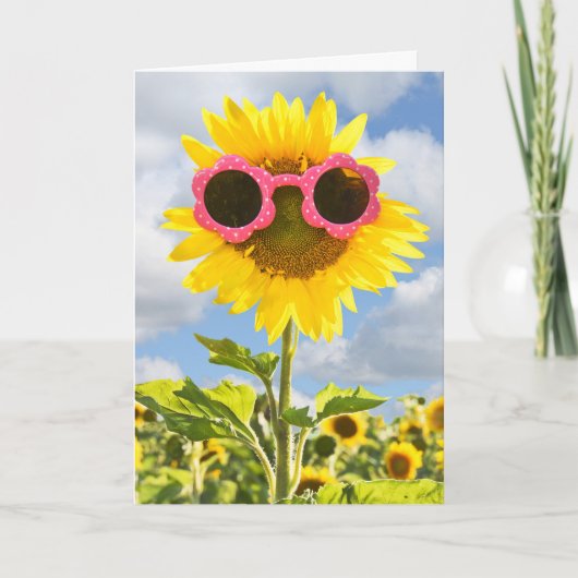 Carte Tournesol Anniversaire Avec Lunettes de Sole (Devant)