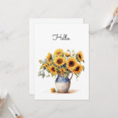 Carte Tournesol aquarelle illustration plat (Devant/Arrière en situation)