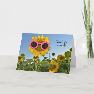 Carte Tournesol avec lunettes de soleil pour remercier