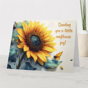 Carte Tournesol avec papillons avec texte personnalisabl