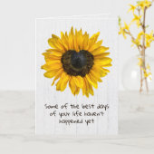 Carte Tournesol Coeur Sur Bois Blanchi (Fleur jaune)