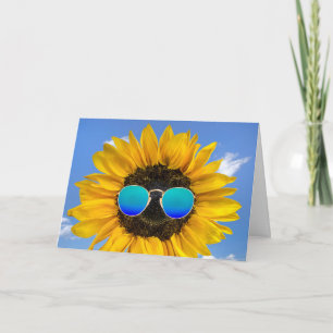 Carte Tournesol d'anniversaire avec lunettes de so