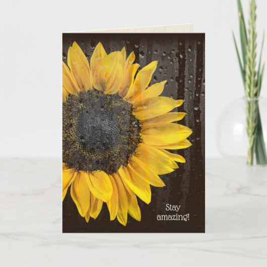 Carte Tournesol d'anniversaire avec Raindrops (Devant)