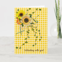 tournesol d'anniversaire et bouquet de lierre