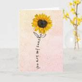 Carte Tournesol de coeur et coccinelle (Fleur jaune)