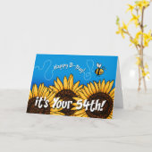 Carte tournesol de traînée d'abeille - 54 années (Fleur jaune)