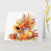 Carte Tournesol et citrouilles d'automne à l'aquarelle (Fleur jaune)
