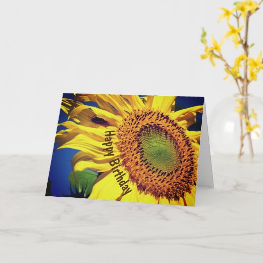 Carte Tournesol Et Fleur Invitée Anniversaire (Fleur jaune)