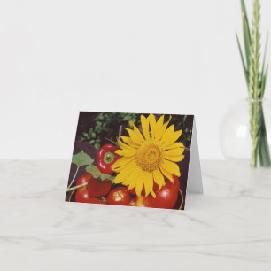 Carte Tournesol et légumes - tomates, poivrons rouges