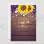 Carte Tournesol floral jaune violet rustique de la campa (Dos)