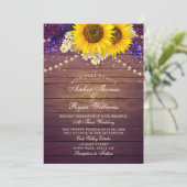 Carte Tournesol floral pourpre jaune rustique de la camp (Debout devant)