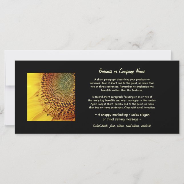 Carte Tournesol frais et doré (Devant)