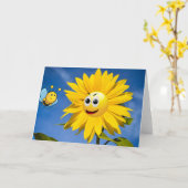 Carte Tournesol heureux. (Fleur jaune)