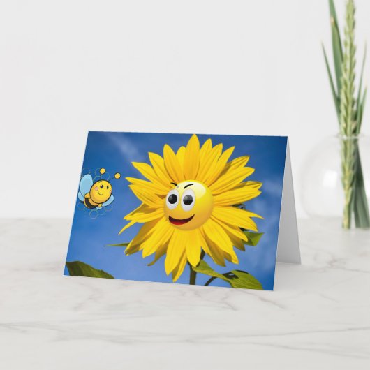 Carte Tournesol heureux. (Devant)