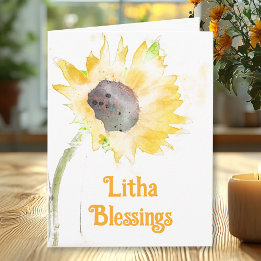 Carte Tournesol Jaune dans un Vase Litha Solstice d'Été