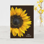 Carte tournesol jaune pour anniversaire brun foncé (Fleur jaune)