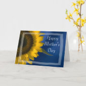 Carte Tournesol Jaune sur Blue Happy Mothers Day (Fleur jaune)