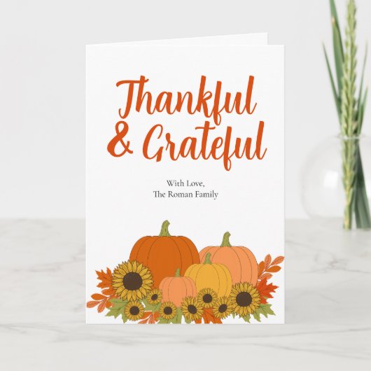Carte Tournesol moderne Grateful & Thanksgiving (Devant)