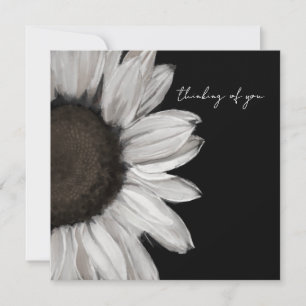 Carte Tournesol Noir et Blanc Pensant à Toi