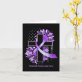 Carte Tournesol pourpre Croix chrétienne Cancer pancréat (Fleur jaune)