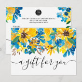 Carte Tournesol rustique certificat cadeau chic floral (Devant / Derrière)