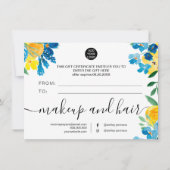 Carte Tournesol rustique certificat cadeau chic floral (Dos)