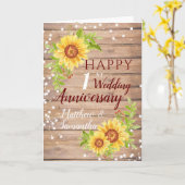 Carte Tournesol rustique du 1er anniversaire Mariage (Fleur jaune)