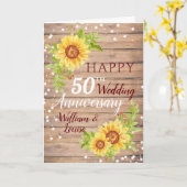 Carte Tournesol rustique du 50e anniversaire du Mariage (Fleur jaune)
