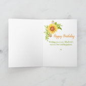 Carte Tournesol rustique Joyeux Anniversaire Floral (Intérieur)