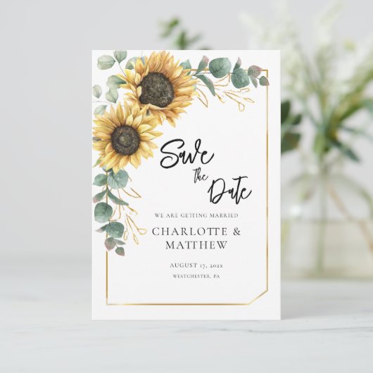 Carte Tournesol rustique QR Code Mariage Enregistrer la  (Debout devant)