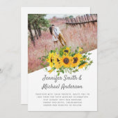 Carte Tournesol rustique thème Mariage Budget (Devant / Derrière)