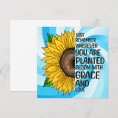 Carte Tournesol tiré à la main et citation (Devant / Derrière)