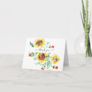 Carte Tournesols aquarelle personnalisés merci