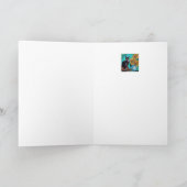 Carte Tournesols avec chat noir en bleu turquoise (Intérieur)