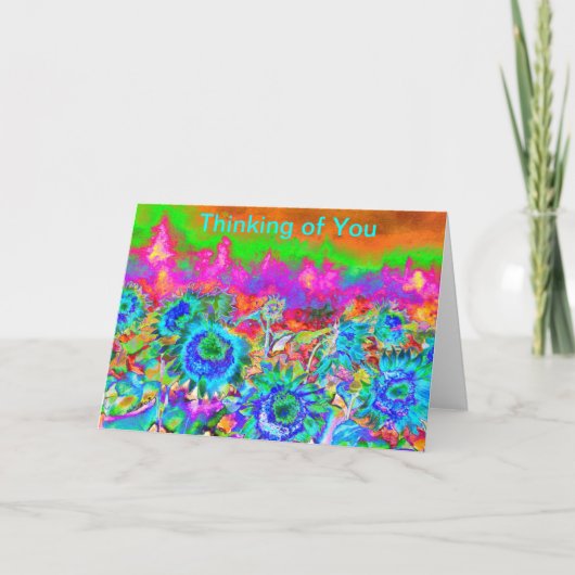 Carte Tournesols bleus rétro (Devant)