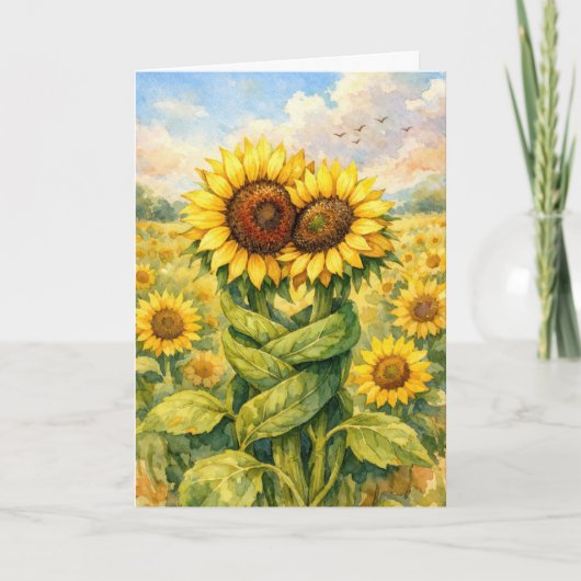 Carte Tournesols d'anniversaire s'étreignant (Devant)