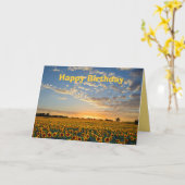 Carte Tournesols de joyeux anniversaire au coucher du (Fleur jaune)