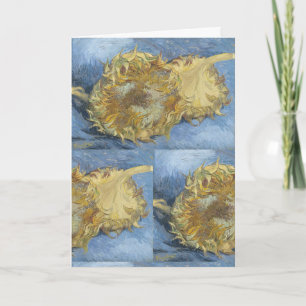 Carte Tournesols de Van Gogh - Art Bleu et Or Gras