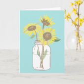 Carte Tournesols en pot de mason (Fleur jaune)