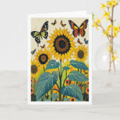 Carte Tournesols et Papillons (Fleur jaune)