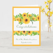 Carte Tournesols Jaunes de Mariage Félicitations Nom (Fleur jaune)