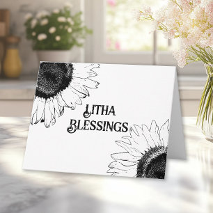 Carte Tournesols noirs et blancs Litha Solstice d'été