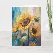 Carte Tournesols Peinture Abstraite Florale moderne (Devant)