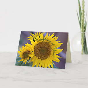 Carte Tournesols Pensant À Vous Photographie De Près