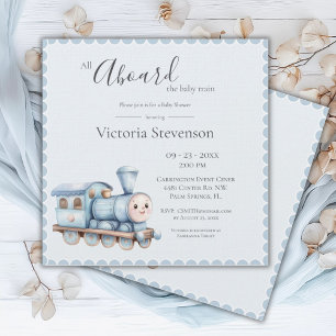 Carte Tous à bord du Baby shower Baby Train Blue Boy