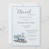 Carte Tous à bord du Baby shower Bébé Train Bleu (Devant)