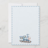 Carte Tous à bord du Baby shower Bébé Train Bleu (Dos)